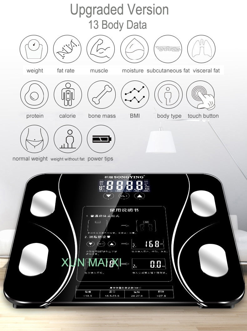 Body Index Electronic Smart Weighing Scales Bathroom Body Fat bmi Scale Digital Human Weight Mi Scales Floor lcd display