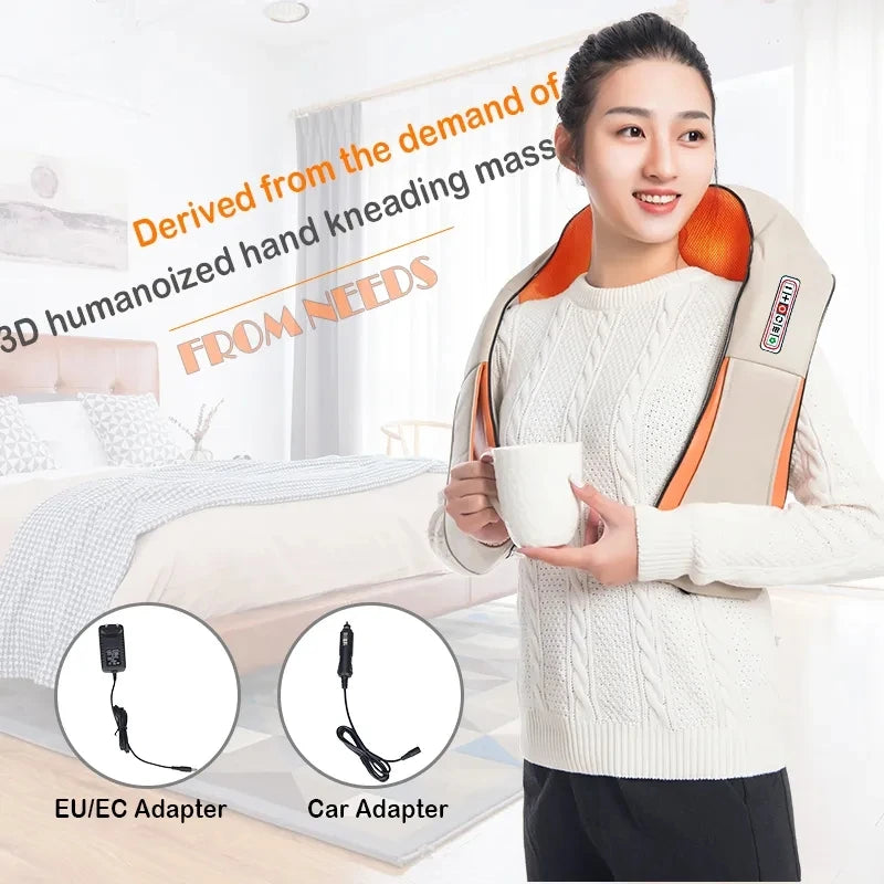 Electrical U Shape Massage Shawl Back Neck Shoulder Body Massager Device Infrared Heated Kneading Home Massage Shawl