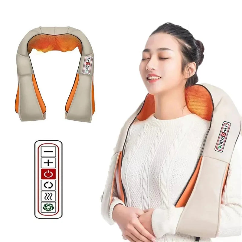 Electrical U Shape Massage Shawl Back Neck Shoulder Body Massager Device Infrared Heated Kneading Home Massage Shawl